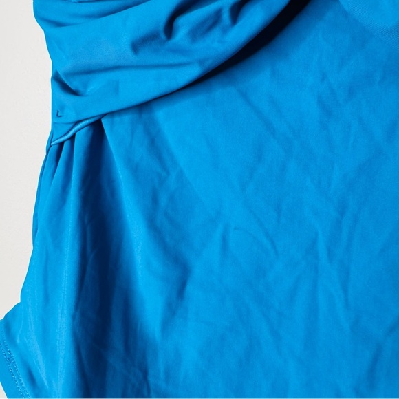 NEW Spanx Halter One Piece Bayside Blue Gold Ring Twist Front Swimsuit Size XL - Picture 10 of 11